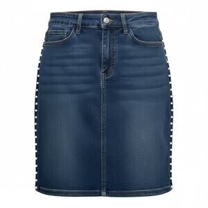 Style Me Denim Pencil Skirt Studded Side Trim Stretch Blue Jean Skirt Size 4